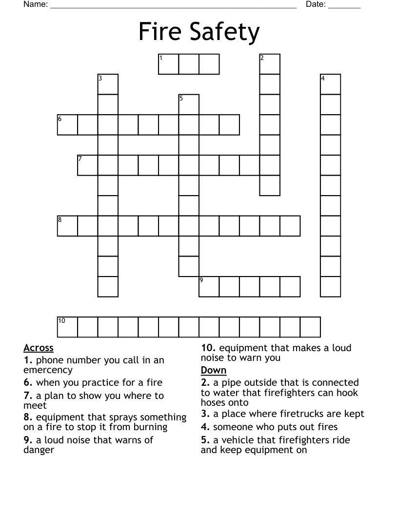 Fire Safety Crossword