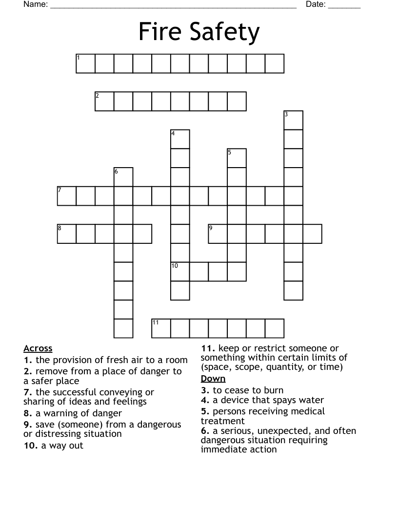 Fire Safety Crossword