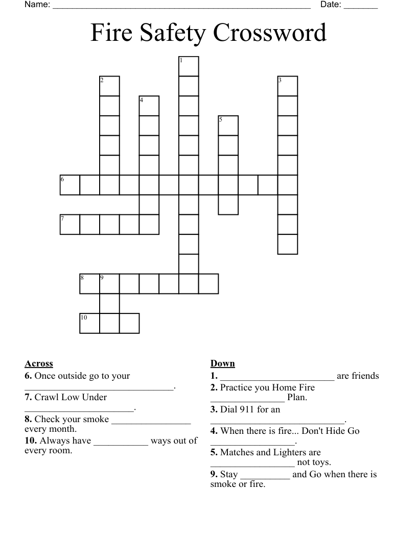 Fire Safety Crossword