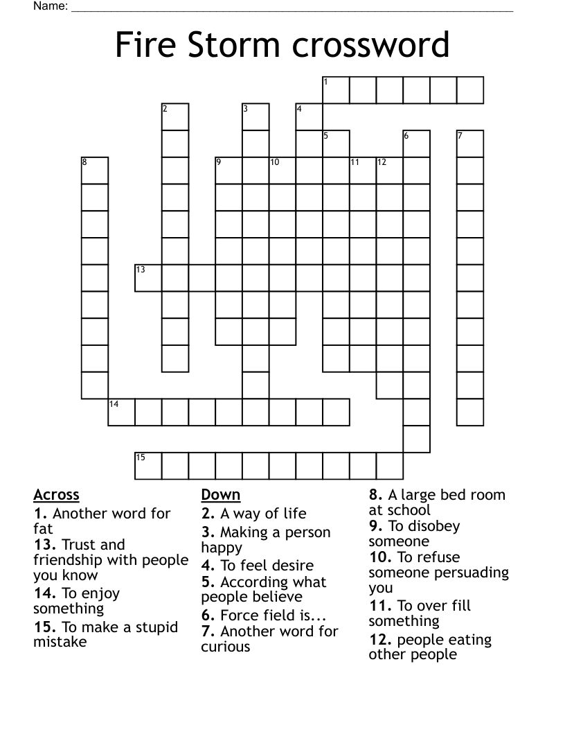 Fire Storm crossword