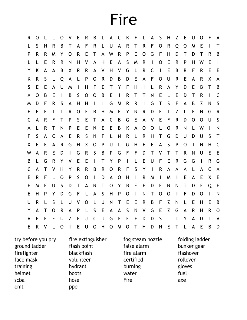 Fire  Word Search