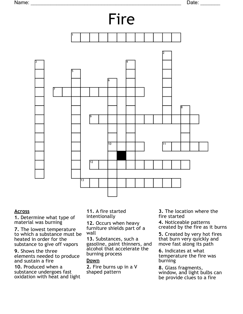 Fire  Crossword
