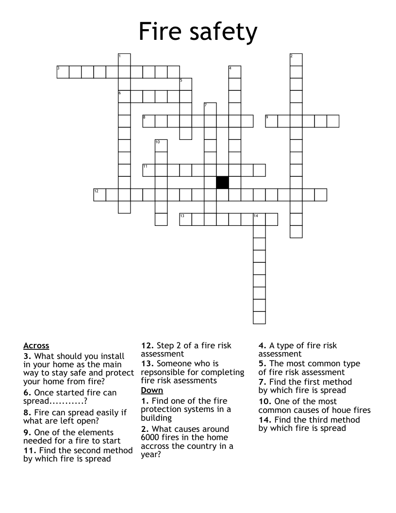 Fire safety  Crossword