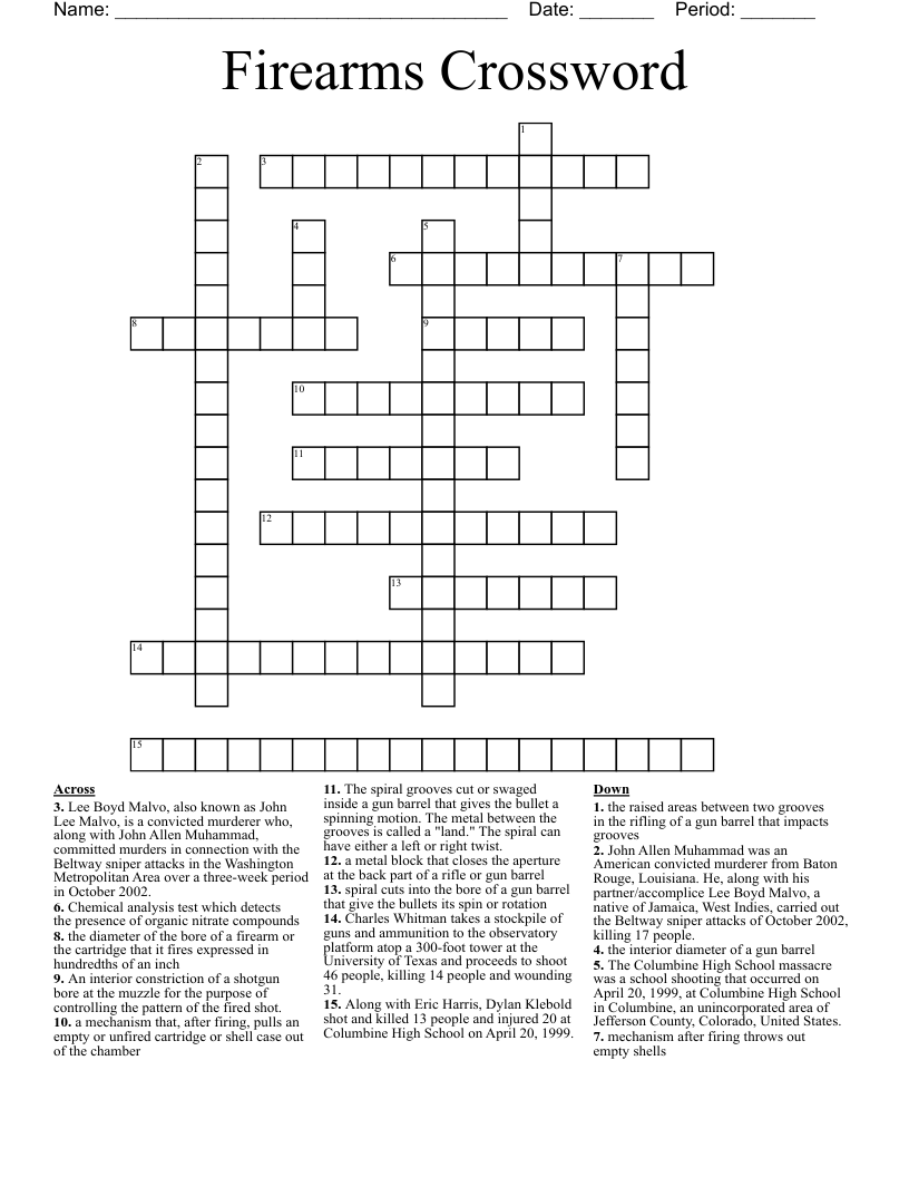 Firearms Crossword 