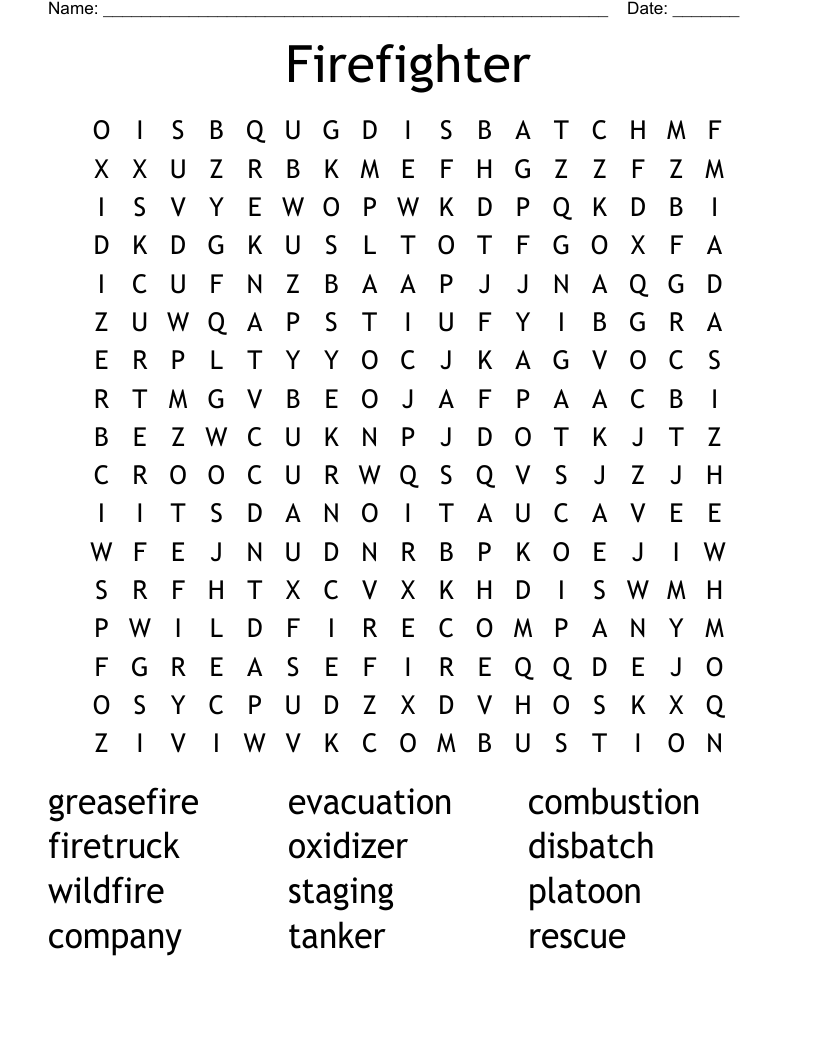 Firefighter Word Search