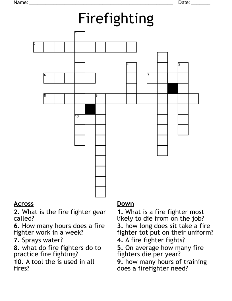 Firefighting Crossword