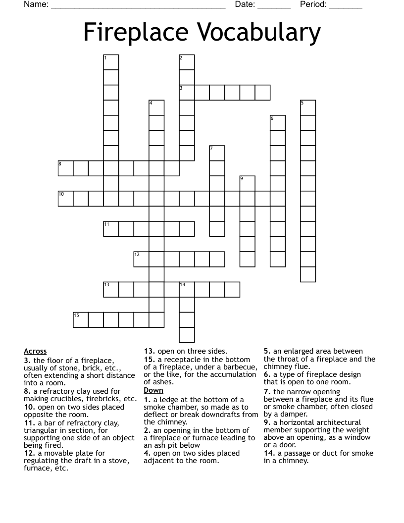 Fireplace Vocabulary Crossword