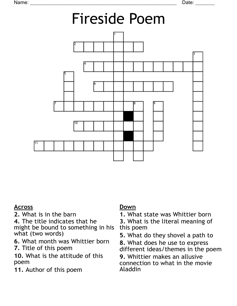 Fireside Poem Crossword