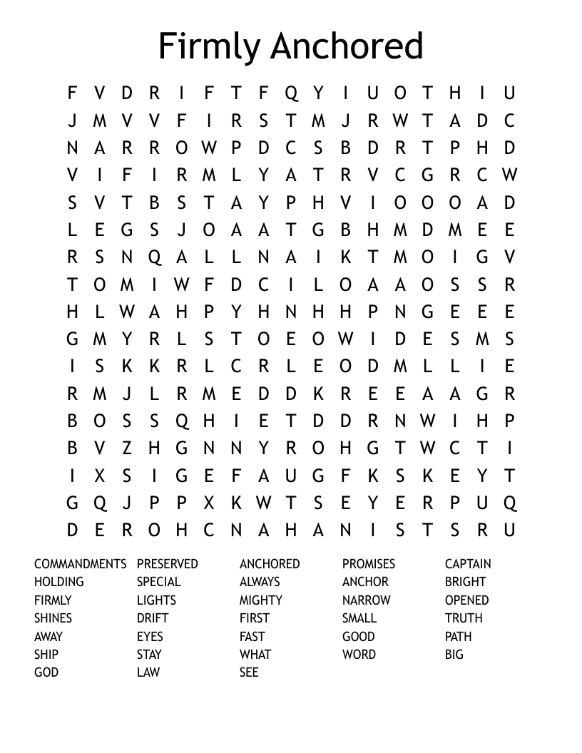 Firmly Anchored Word Search