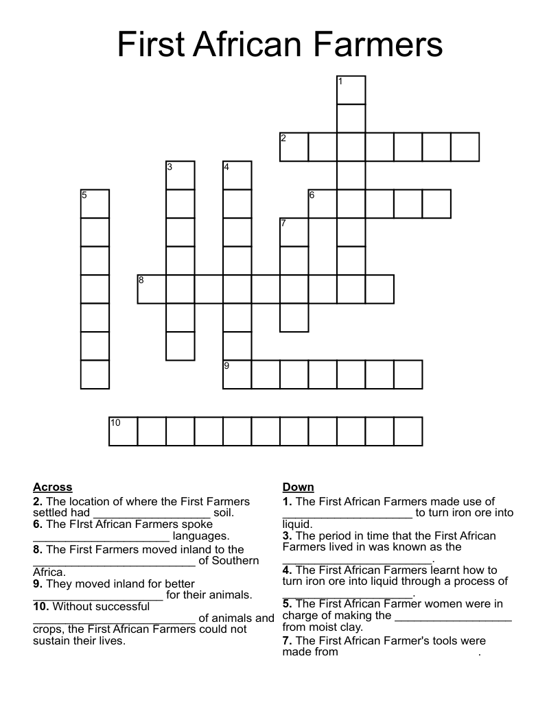 First African Farmers Crossword