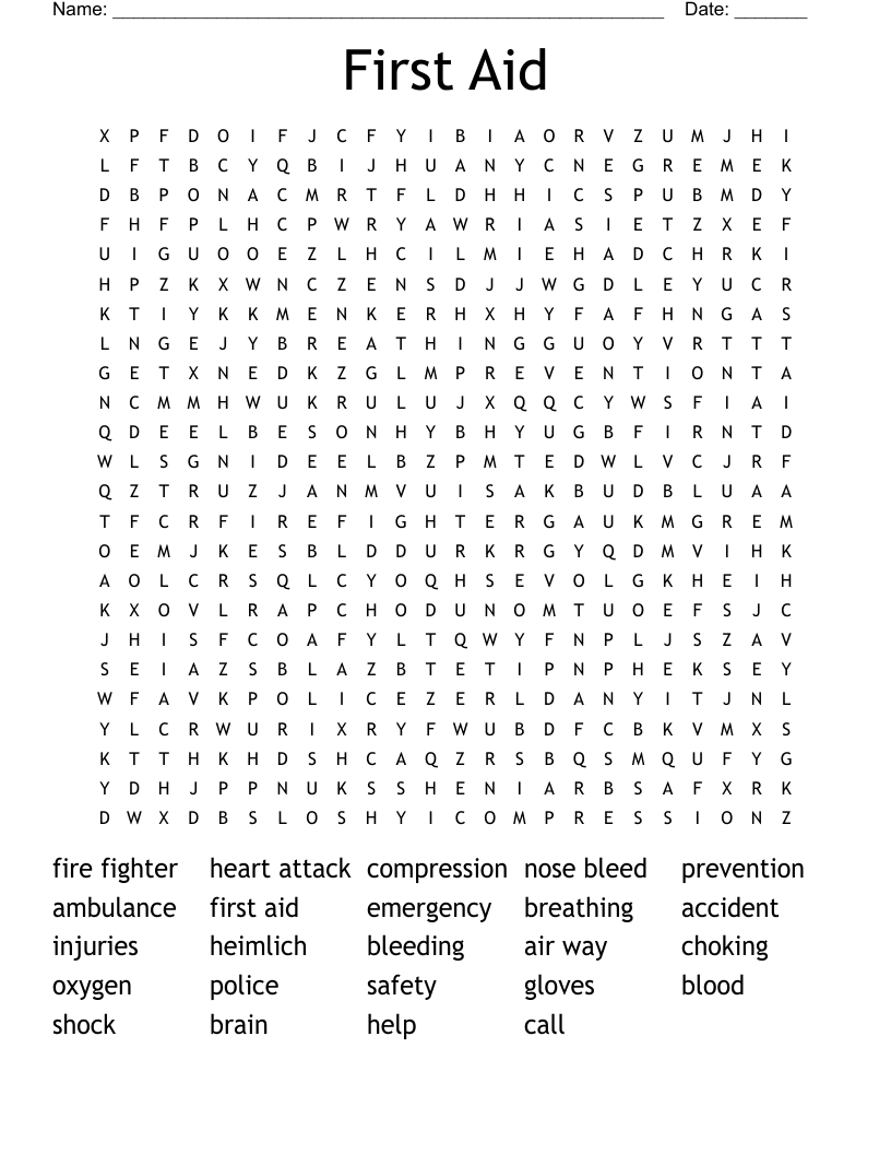 First Aid Word Search