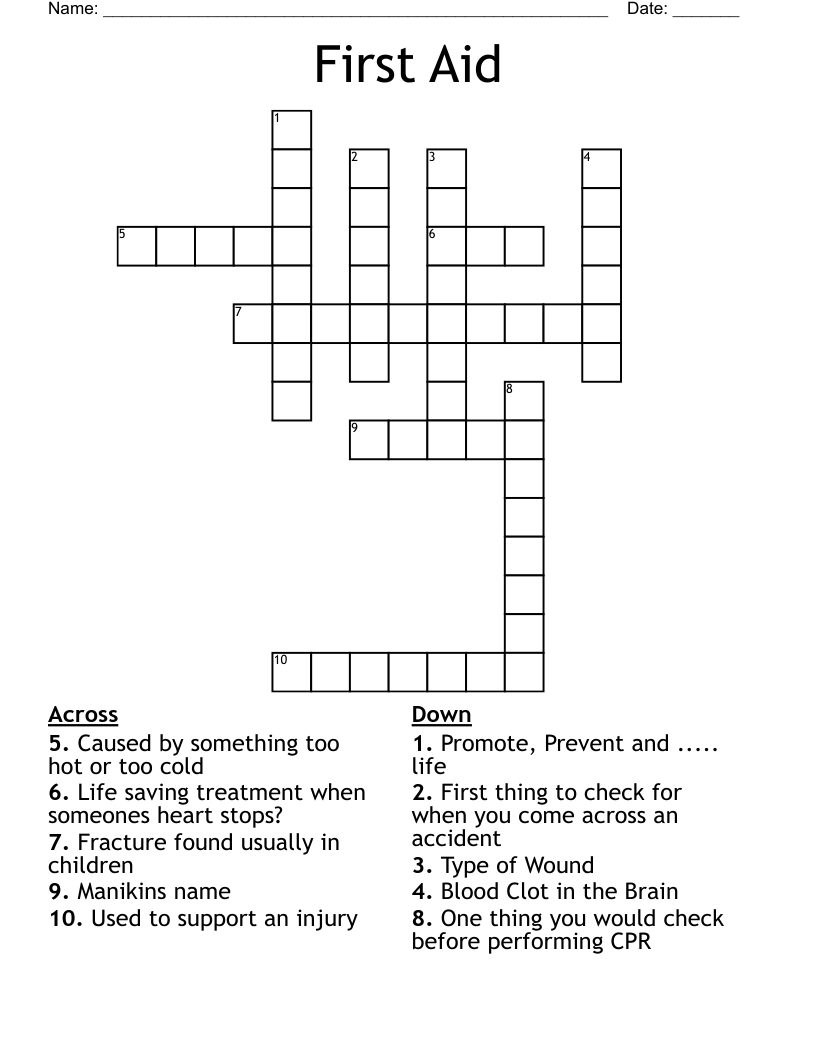 First Aid Crossword