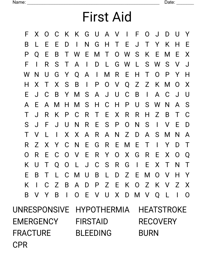 First Aid Word Search