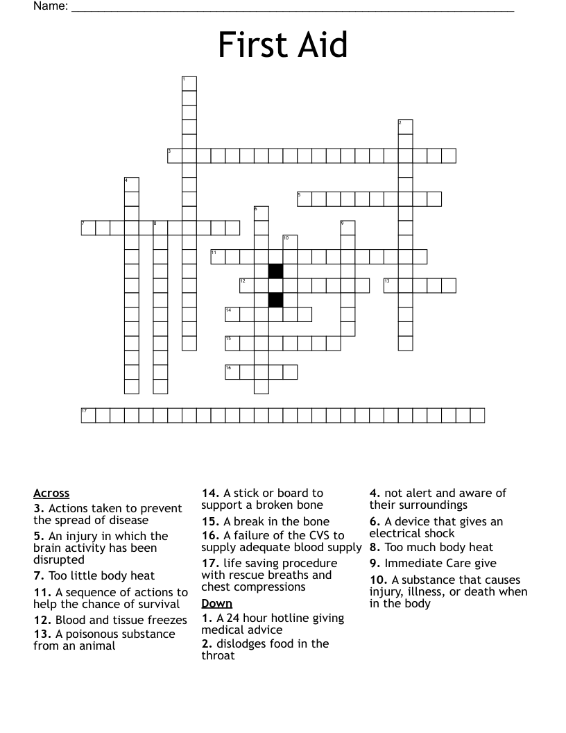 First Aid Crossword