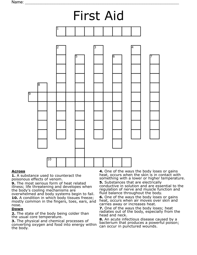 First Aid Crossword