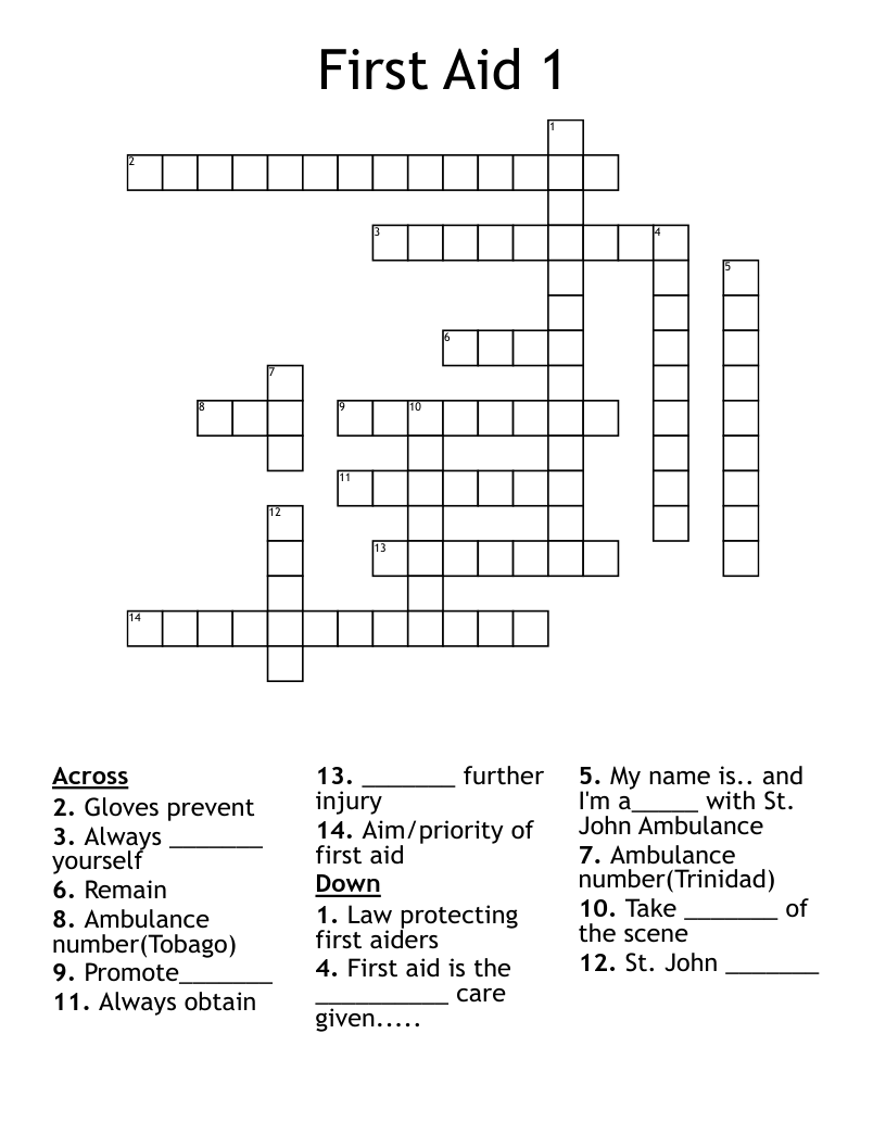 First Aid 1 Crossword