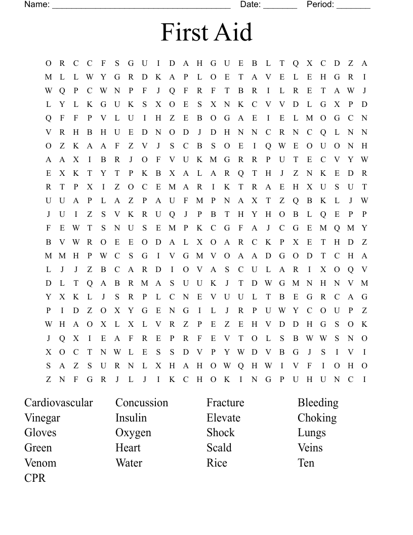 First Aid Word Search