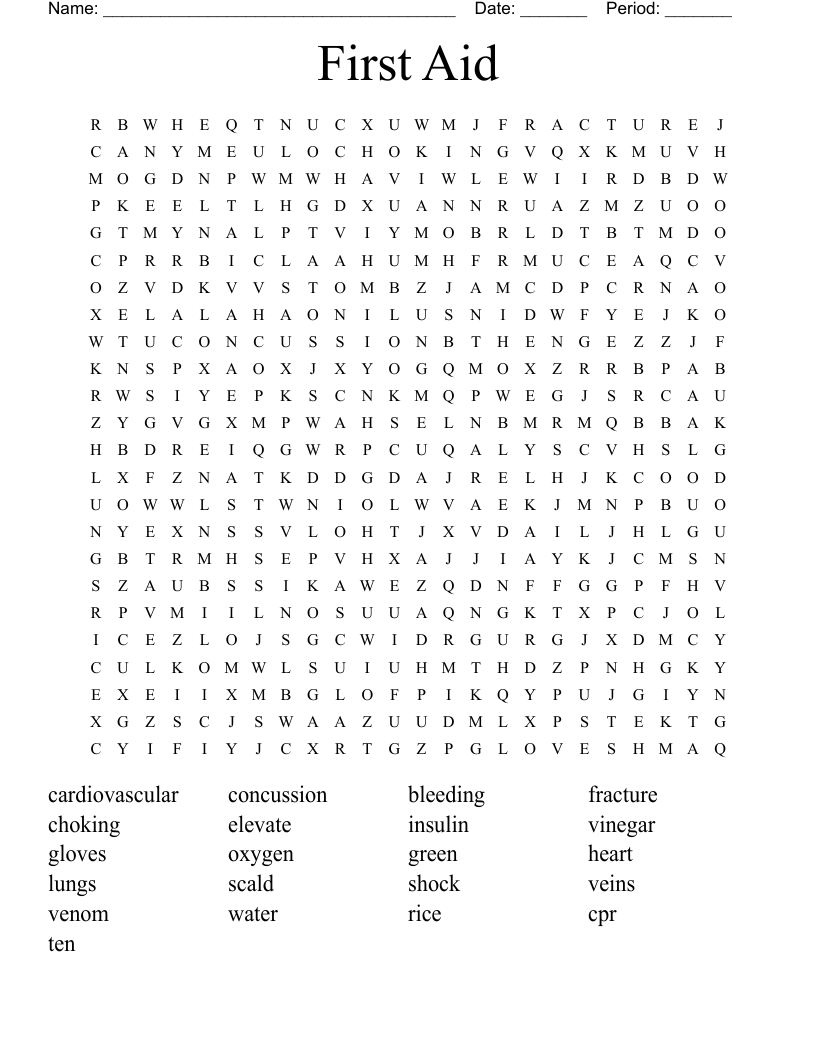 First Aid Word Search