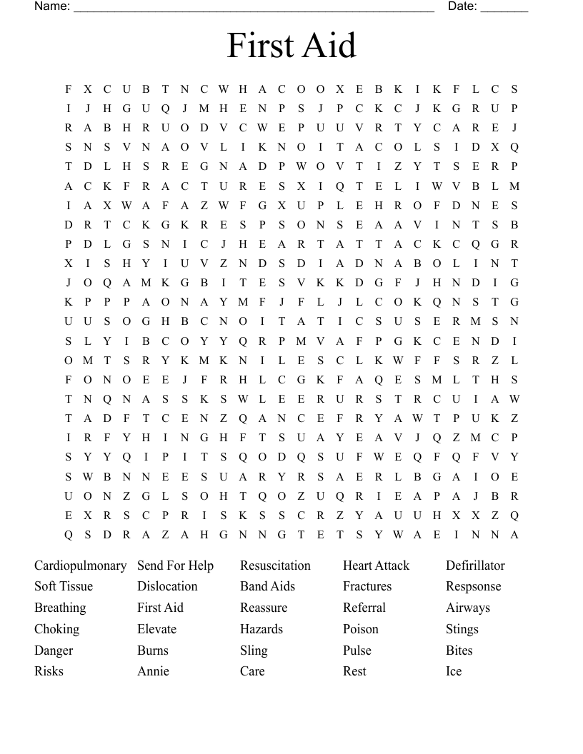First Aid Word Search