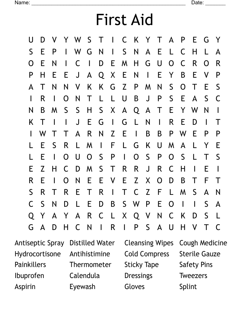 First Aid Word Search