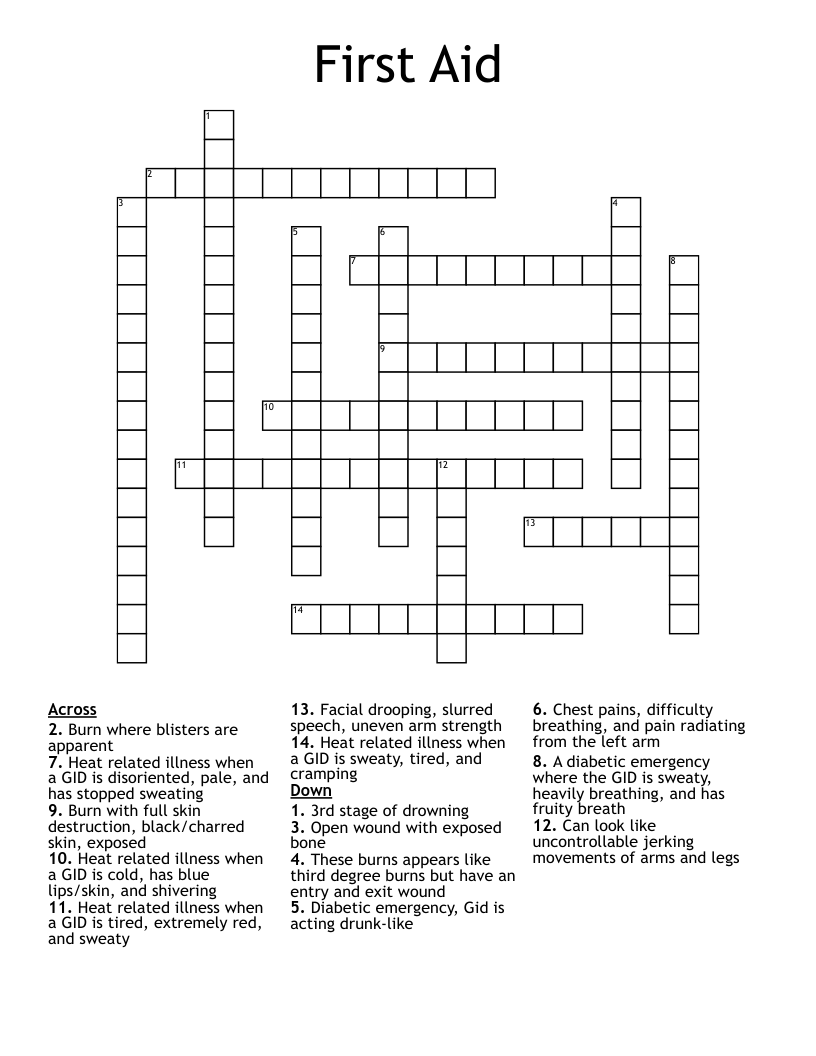 First Aid Crossword