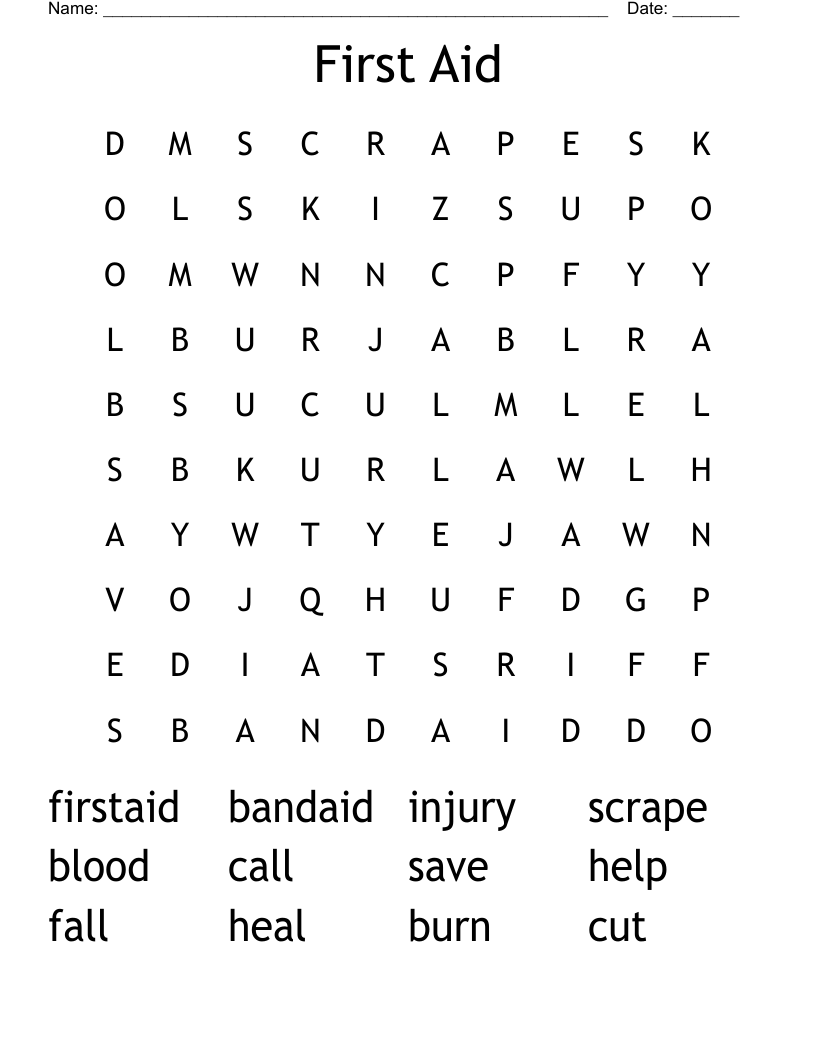 First Aid Word Search