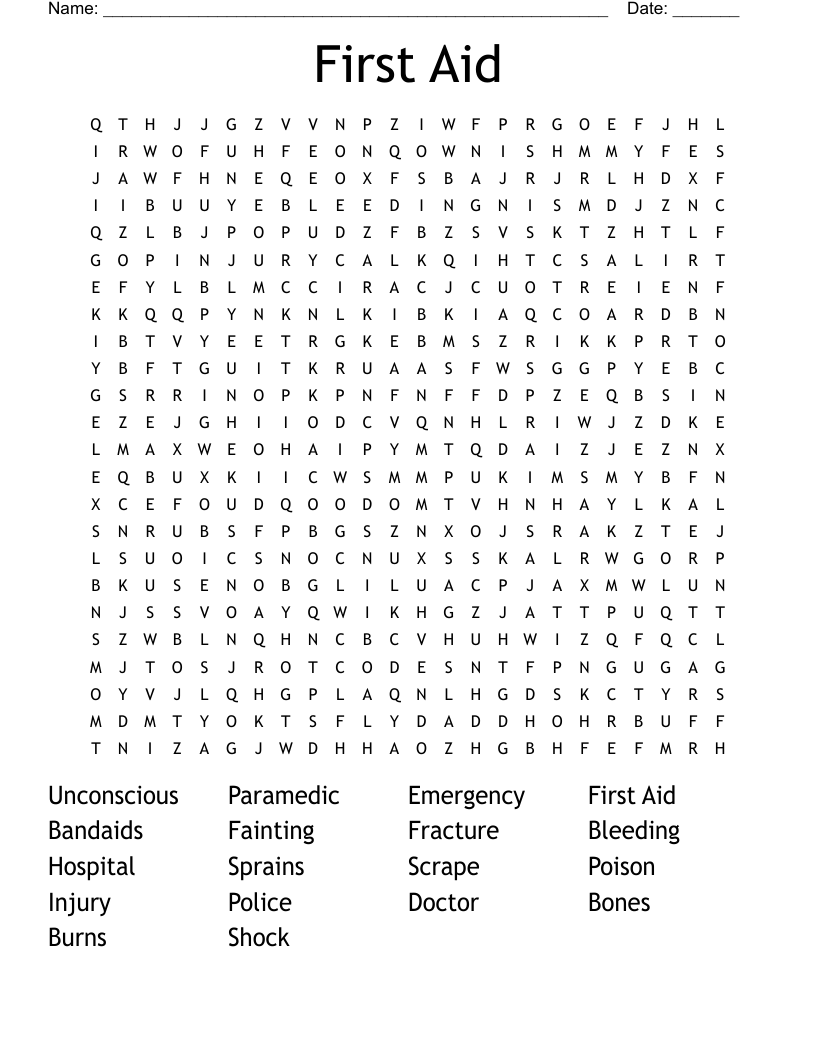 First Aid Word Search