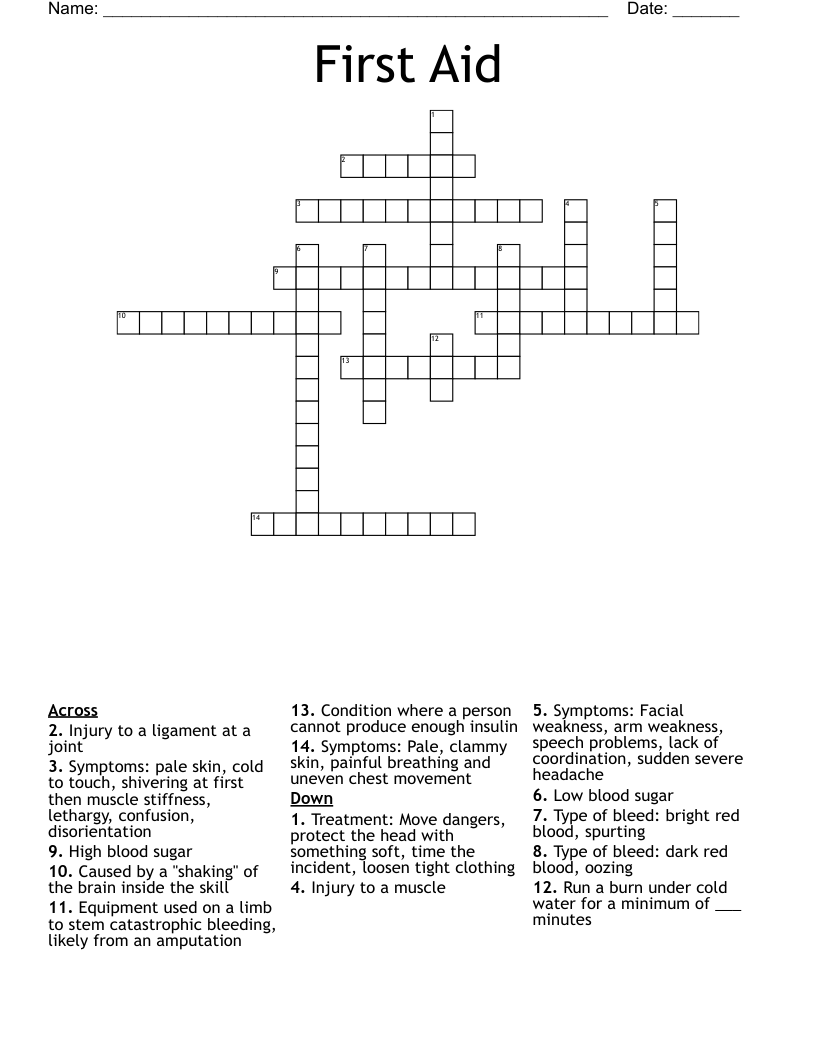 First Aid Crossword