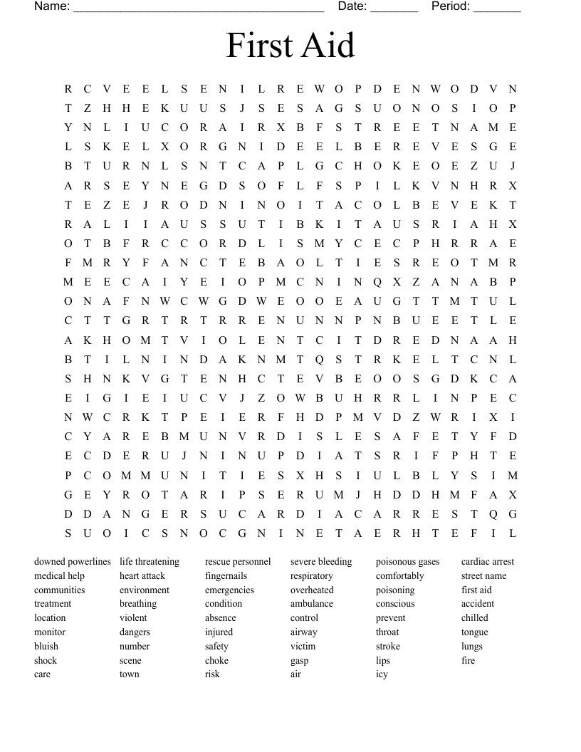 First Aid Word Search