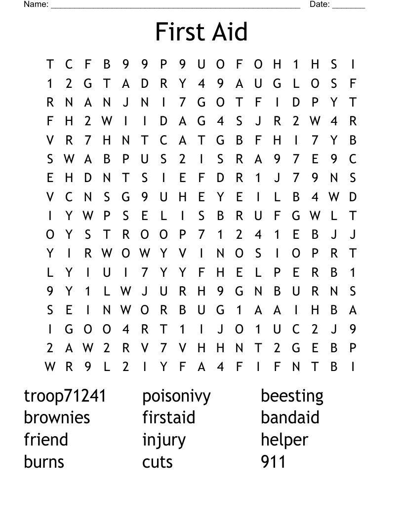 First Aid Word Search