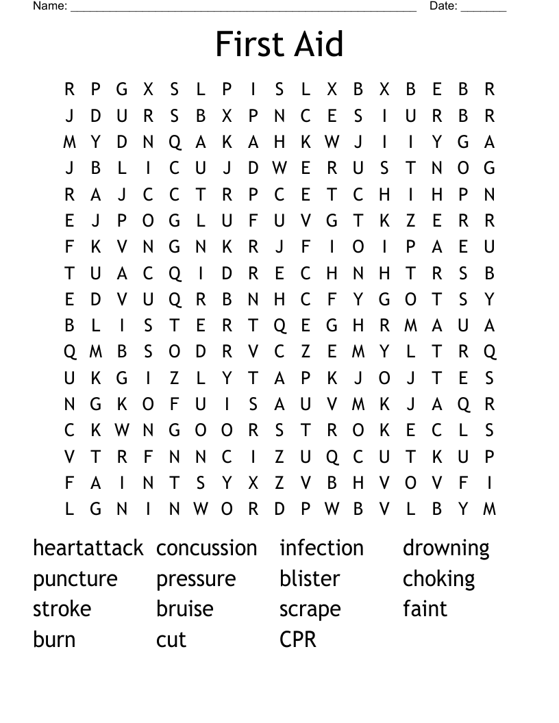 First Aid Word Search