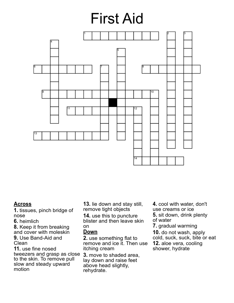 First Aid Crossword