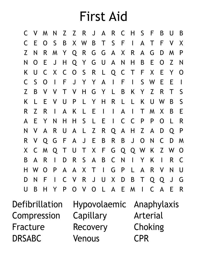 First Aid Word Search