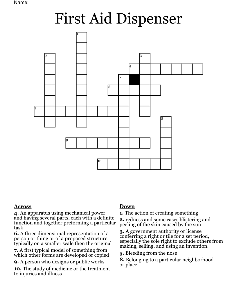 First Aid Dispenser  Crossword