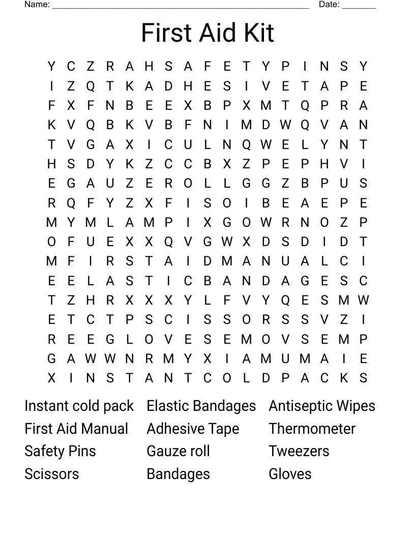 First Aid Kit  Word Search