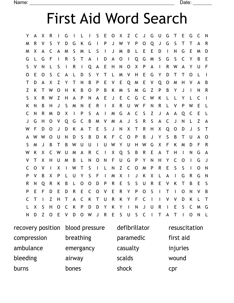 First Aid Word Search