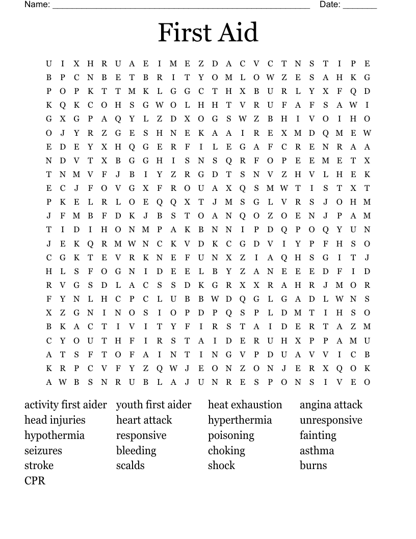 First Aid  Word Search