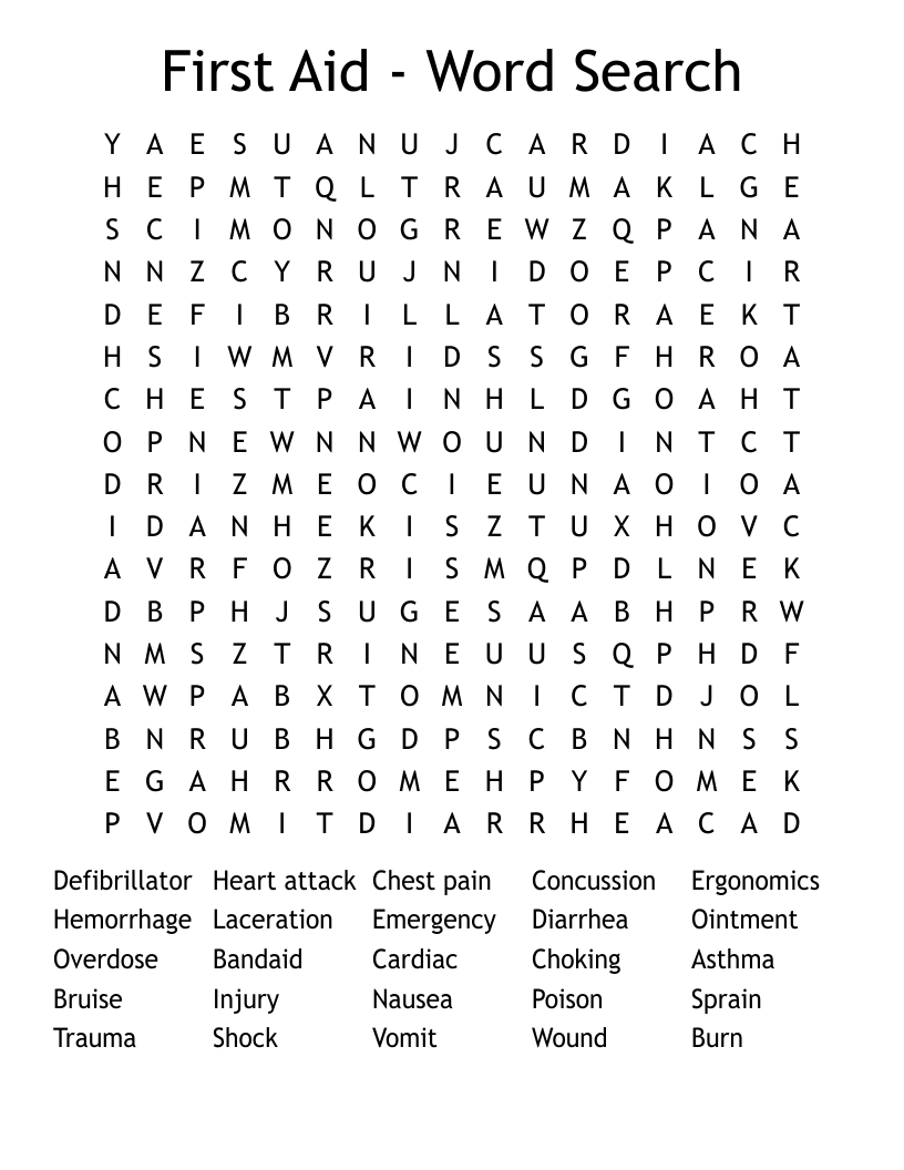 First Aid - Word Search