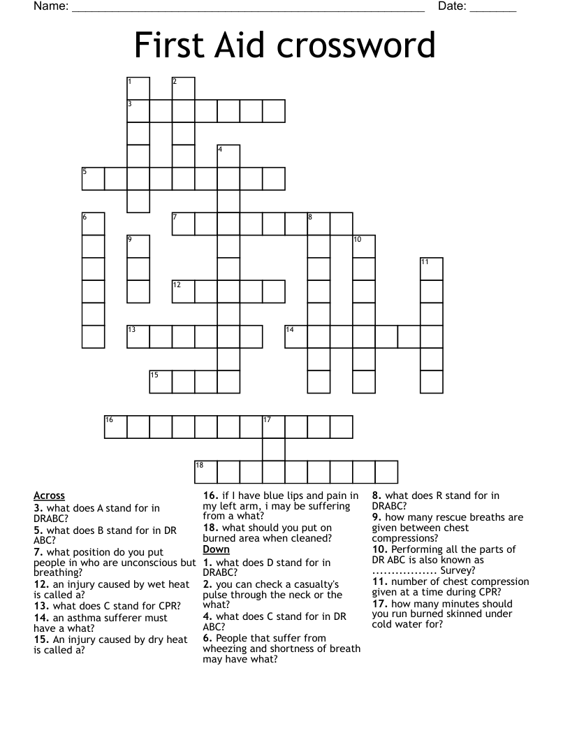First Aid crossword