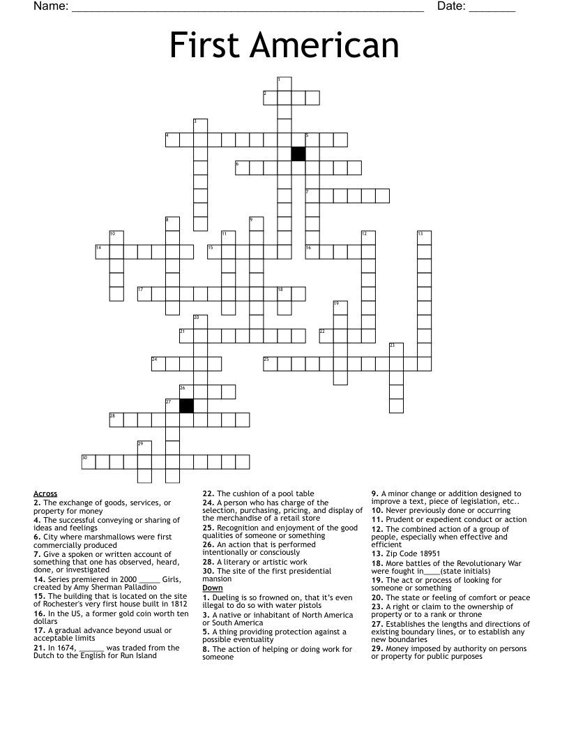 First American  Crossword