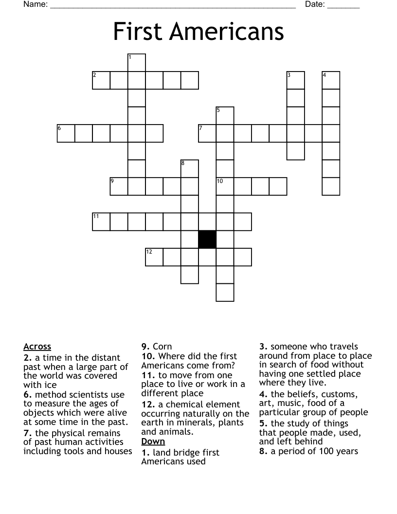 First Americans Crossword