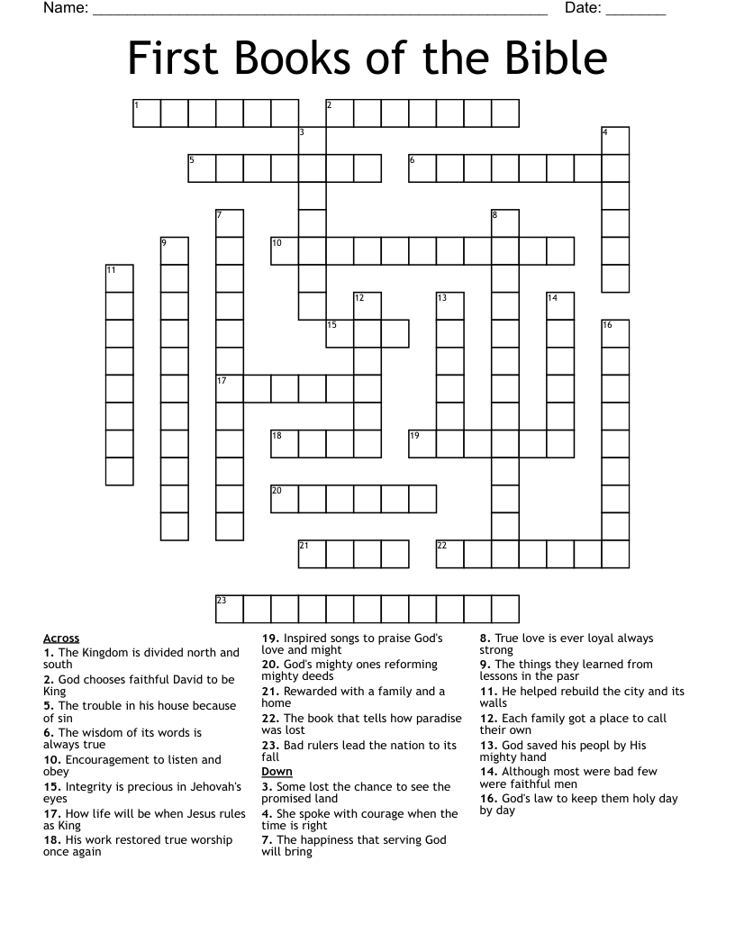 First Books of the Bible Crossword