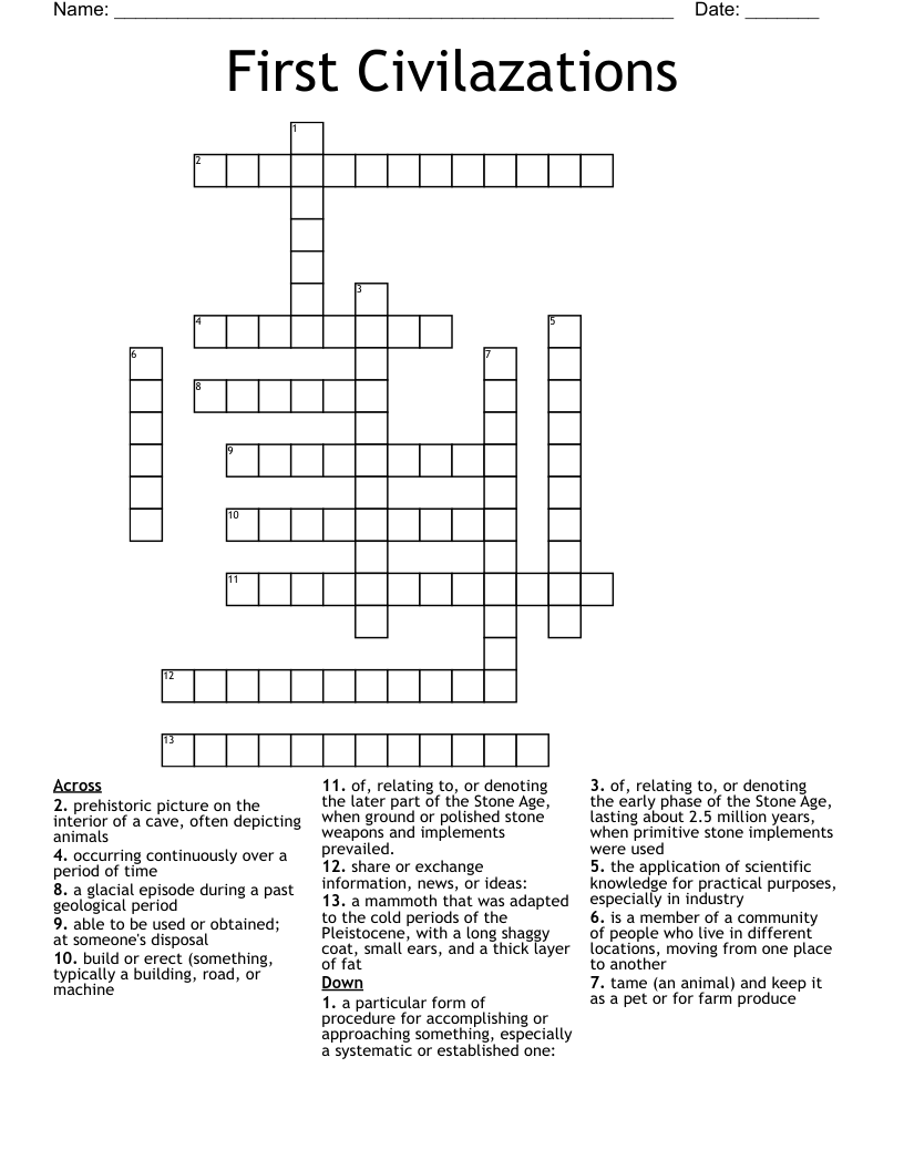First Civilazations Crossword