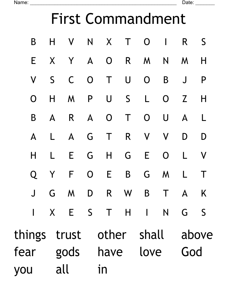 First Commandment Word Search
