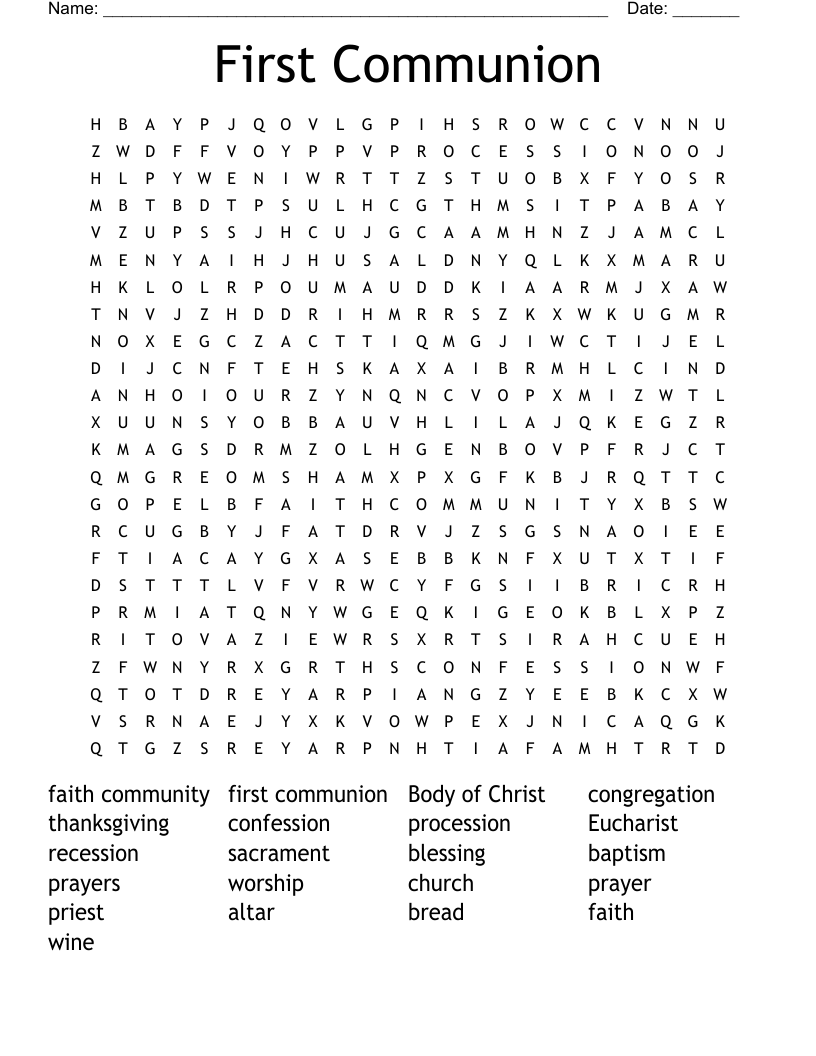 First Communion Word Search
