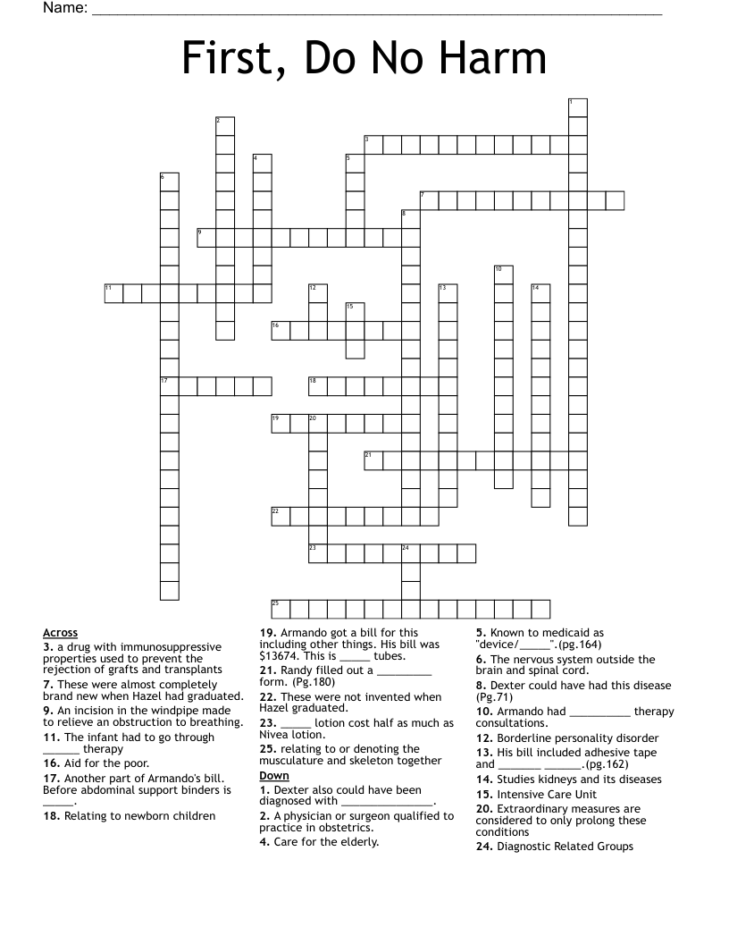 First, Do No Harm Crossword