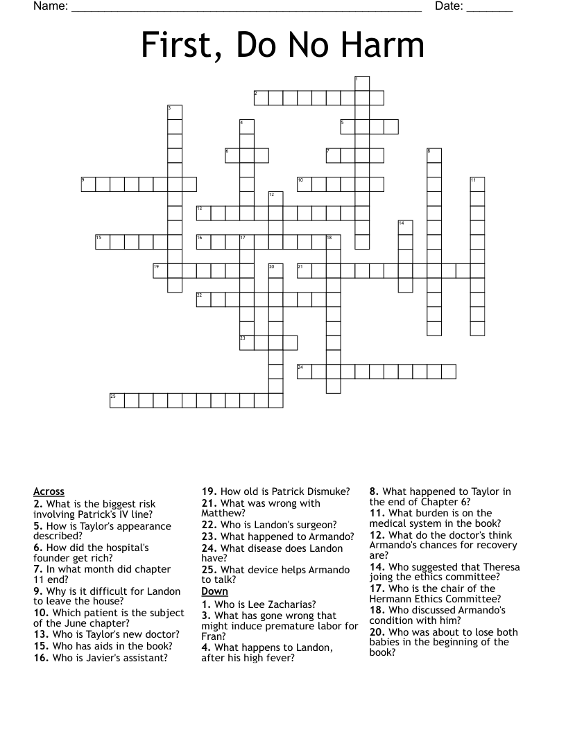 First, Do No Harm Crossword