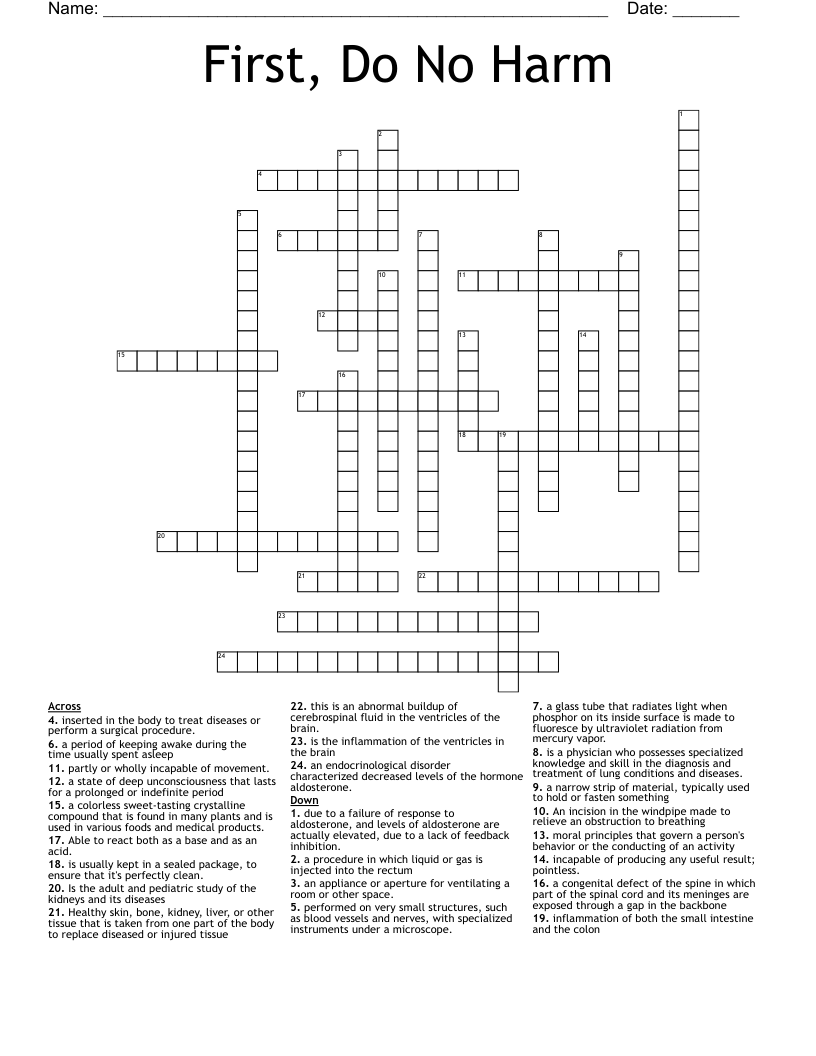 First, Do No Harm  Crossword