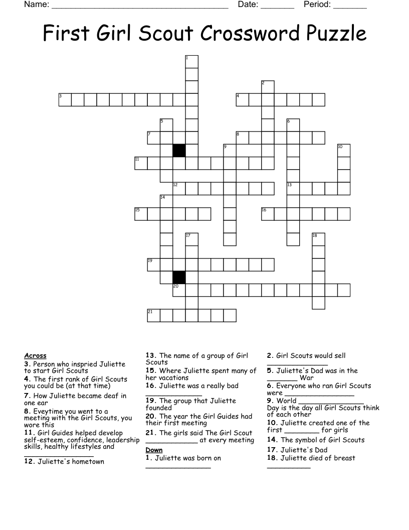 First Girl Scout Crossword Puzzle
