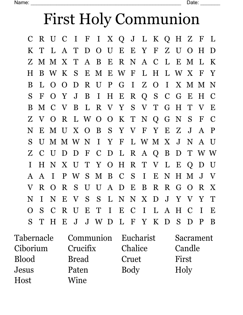First Holy Communion Word Search